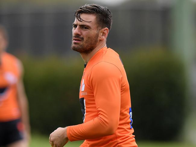 GWS Giants player Stephen Coniglio takes part in a training session at WestConnex Centre in Sydney, Tuesday, April 2, 2019. (AAP Image/Dan Himbrechts) NO ARCHIVING