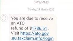 A scam text that claims to be from the ATO or myGov. Source: scamwatch.gov.au