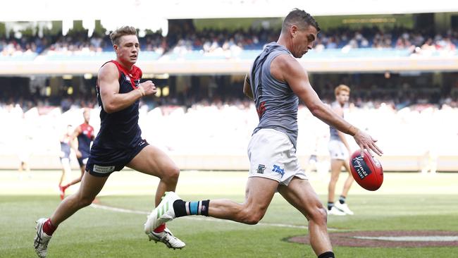 Tom Rockliff went big with 138 points against Melbourne. Picture: Daniel Pockett. 