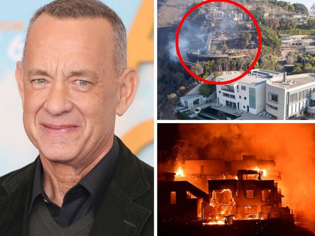 Tom Hanks' house has survived, while his neighbour's home burnt down. Picture: Supplied