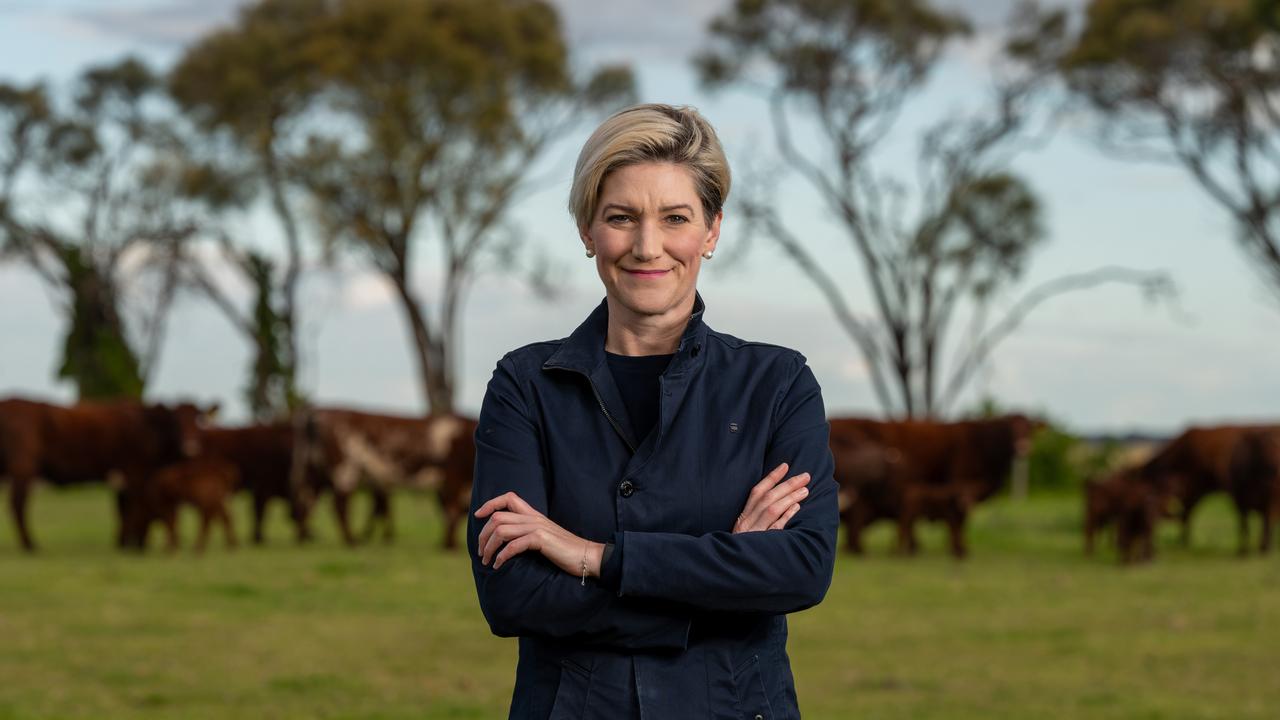 Former federal politician Nicolle Flint on her parents’ property near Kingston in the state’s south east. Picture: Naomi Jellicoe