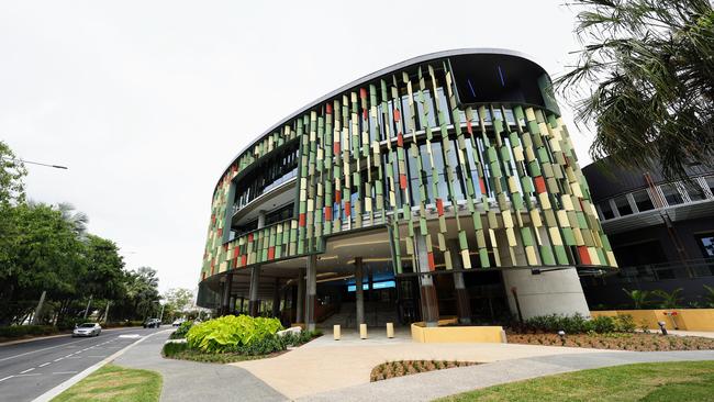 After five years and $176 million spent, the Cairns Convention Centre expansion and upgrade will officially be opened on Tuesday by Premier Annastacia Palaszczuk. A new three storey facade and grand entrance on Wharf Street at the southern end of the building. Picture: Brendan Radke