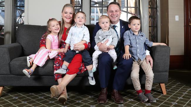 Adrian Schrinner with his wife Nina and children.