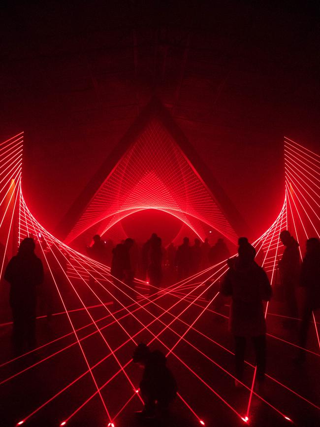 A laser installation at Dark Mofo’s Dark Park. Picture: ALASTAIR BETT