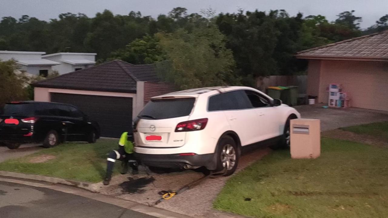 Stolen car dumped in driveway of Pimpama home. Picture: Supplied