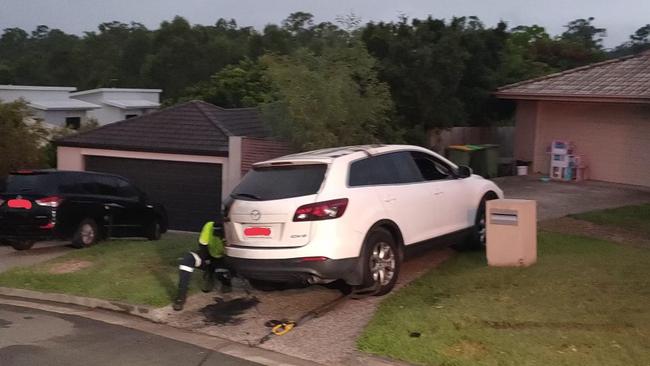 Stolen car dumped in driveway of Pimpama home. Picture: Supplied