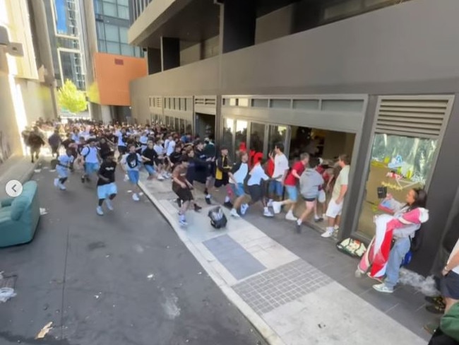 Aussie teens pushed and shoved each other stampeding Perth-based streetwear store StreetX on Boxing Day. Picture: Instagram/StreetX