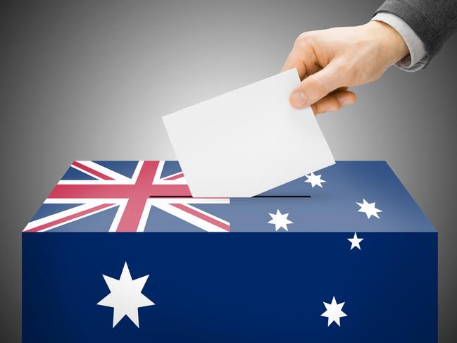 Voting concept - Ballot box painted into national flag colors - Australia