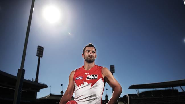 Sydney Swans defender Heath Grundy will this week go past Brett Kirk record for the most games played by a rookie when the Swans take on the Crows Friday night. Picture. Phil Hillyard