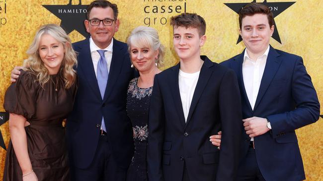 Daniel Andrews and family at the Melbourne premiere of Hamilton. Picture: Mark Stewart