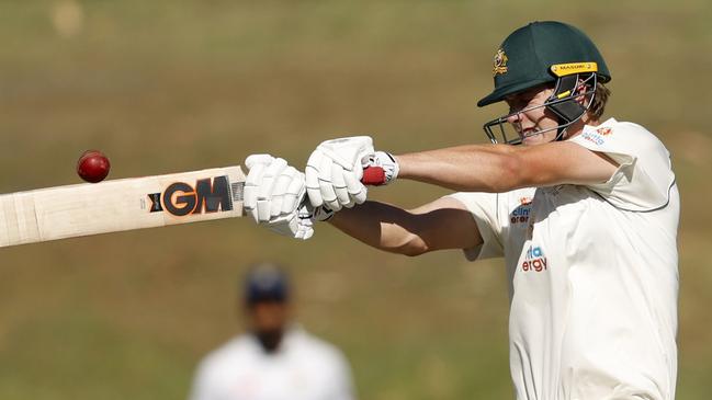 After scoring a century for Australia A against India, all-rounder Cameron Green will face a pink ball for the first time this weekend as he presses for a Test spot. Picture: Phil Hillyard