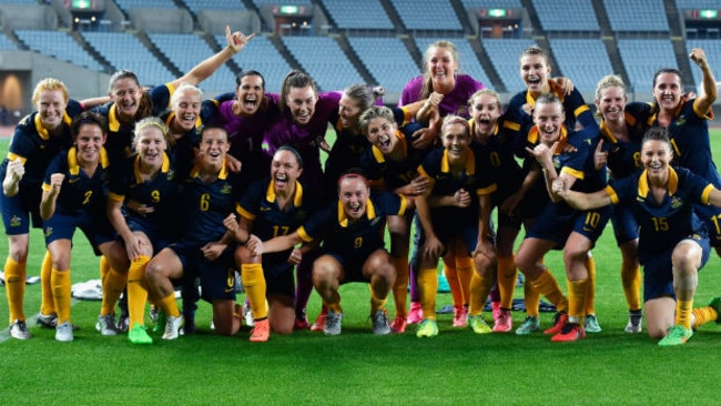 The Matildas after qualifying for Rio.