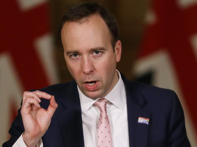 Britain's Health Secretary, Matt Hancock. Picture: Getty Images