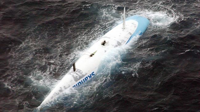 kandia upturned in Bass Strait during the Sydney-Hobart yacht race. Picture Ian/Mainsbridge