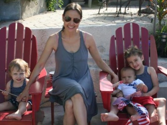Marina Krim in an undated photograph with her children, Nessie, 3, Lulu (Lucia), 6, and Leo, 20 months. Picture: Supplied