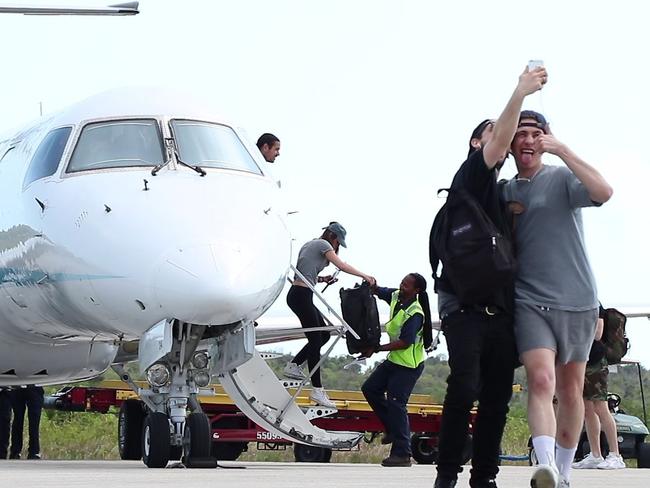 People arrive for Fyre Festival in the Bahamas. Picture: Netflix