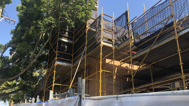 The works at Newcastle East Public School where asbestos was discovered. Pic Amy Ziniak