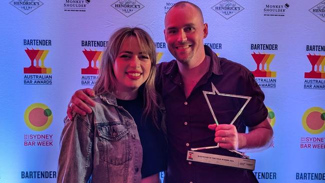 Darwin bartender Joey Folkersma, pictured alongside wife Anneliese Grazioli, owner of Hanky Panky Lounge and Bar Kokomo, is Australian Bartender Magazine's Bartender of the Year 2024.