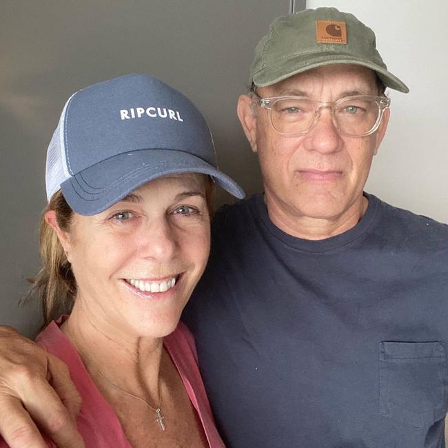 Elvis star Tom Hanks with his wife Rita Wilson in quarantine on the Gold Coast after contracting coronavirus in March. Picture: Instagram