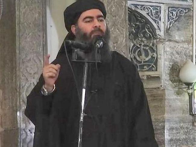 A video image released by Islamic State purportedly shows the caliph of the self-proclaimed group, Abu Bakr al-Baghdadi.