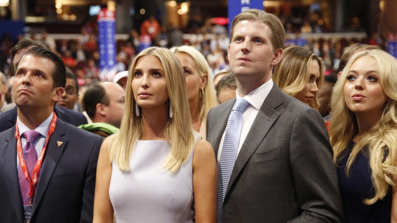 Donald Trump Jr (left) and Ivanka Trump, pictured with Eric and Tiffany Trump, narrowly avoided prosecution for fraud. Picture: Brian van der Brug/Los Angeles Times via Getty Images