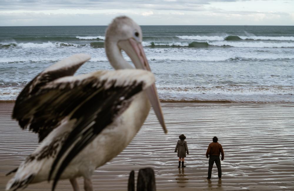 SA WEEKEND ONLY. Scenes from the movies Storm Boy. Trevor Jamieson who plays Fingerbone Bill, with Finn Little who plays Mike Kingley (Storm Boy).