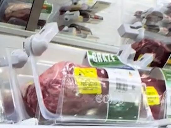 Security tags on meat at Coles Boronia. Source: https://www.tiktok.com/@mandycherie