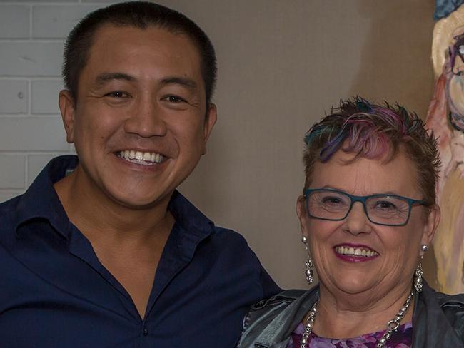 Anh Do with Lindy Chamberlain in his studio.