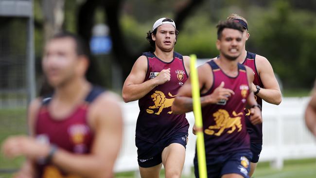 Cam Rayner at Lions training over summer. Picture: Josh Woning