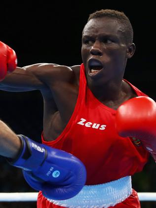 Simplice Fotsala fights at the Rio Olympics. Picture: Dean Mouhtaropoulos/Getty Images