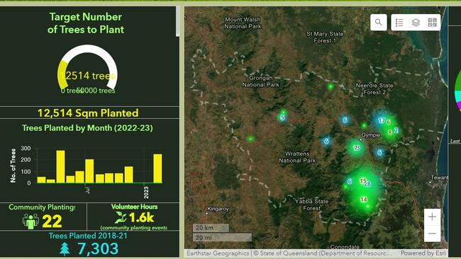 Koala Action Gympie Region has been tracking the tree planting for renewal and maintenance of koala habitat. Picture: Koala Action Gympie Region