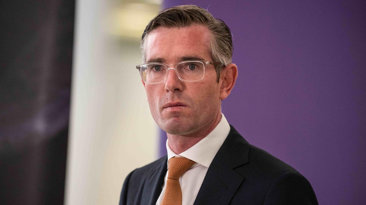 NSW Premier Dominic Perrottet speaks to the media during a press conference Sydney International Airport on Monday. Picture: NCA NewsWire / Flavio Brancaleone