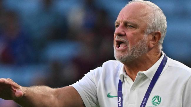 (FILES) Australia's coach Graham Arnold reacts during the Qatar 2023 AFC Asian Cup Group B football match between Australia and Uzbekistan at the Al-Janoub Stadium in Al-Wakrah, south of Doha on January 23, 2024. Graham Arnold has quit as coach of the Socceroos, Football Australia said on September 20, 2024, following a poor start to the third round of qualifying for the 2026 World Cup. (Photo by HECTOR RETAMAL / AFP)