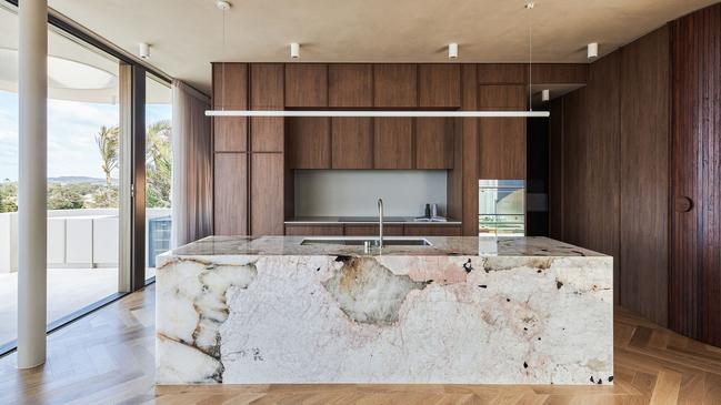 The kitchen in the Byron Bay luxury home