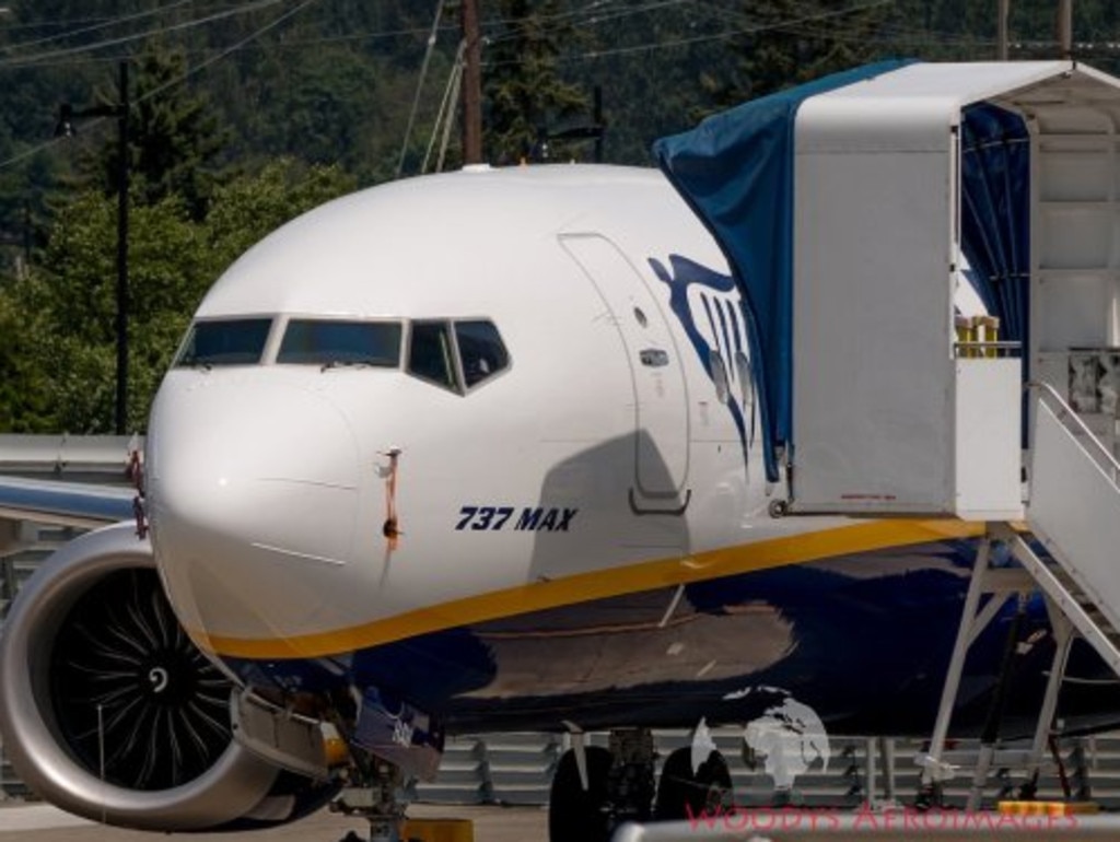 A Boeing 737 Max jet with the old branding on the nose... Picture: Twitter/@AeroimagesChris