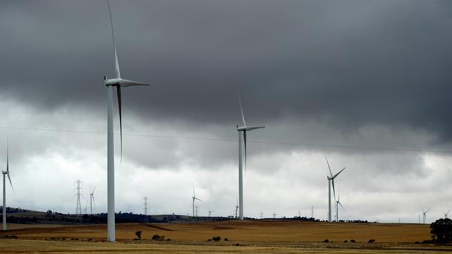 Neoen’s Hornsdale wind farm and power substation near Jamestown. The company will build two more energy projects at Crystal Brook and Burra. Picture: Bernard Humphreys