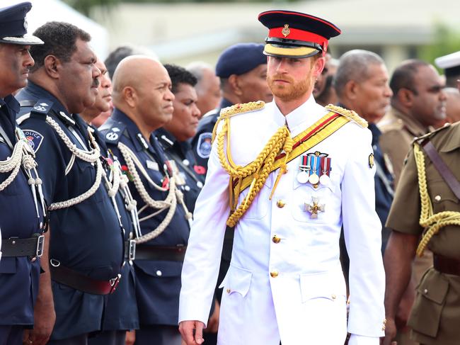 The Duke of Sussex visited the National War Memorial in Suva. Picture: Nathan Edwards