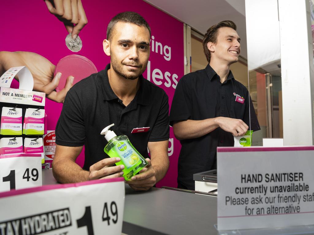 Priceline Alice Springs removed hand sanitiser from its shelves after the rising trend of abuse and misuse. Picture: Kevin Farmer