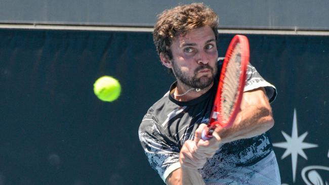 Gilles Simon failed to recover from dropping serve twice in the opening set of his defeat to compatriot Jeremy Chardy. Picture: Brenton Edwards / AFP