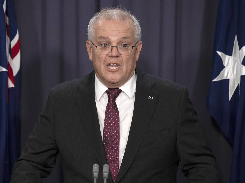 Prime Minister Scott Morrison appeared emotional as he talked about the abhorrent behaviour in Canberra. Picture: NCA NewsWire / Gary Ramage