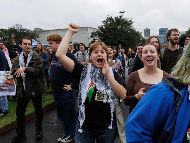 Pro-Palestinian rally and tent city at the University of Sydney. Picture: NewsWire