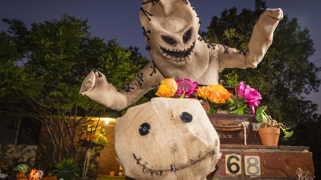 Tiffany Crosbie dressed in an Oogie Boogie costume she made herself at her Wilsonton Heights Halloween scare house, Monday, October 23, 2023. Picture: Kevin Farmer