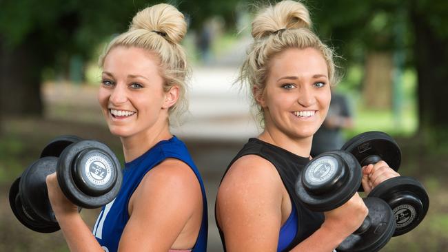 Twins Sarah  and Jess (black top) Hosking.