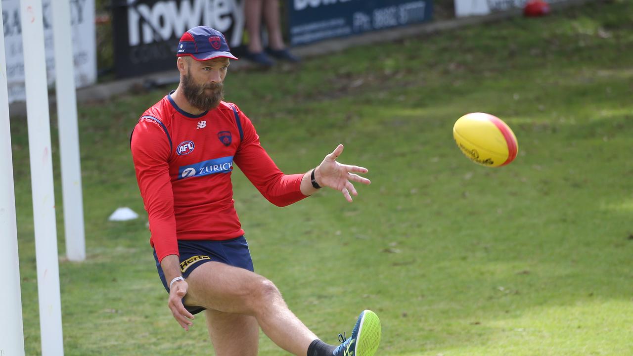 Dees skipper Max Gawn is set to continue leading the side in 2024. Picture: Brendan Beckett