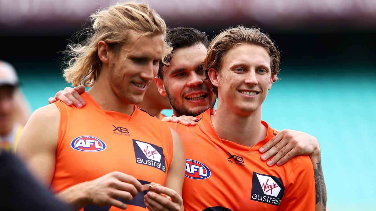 Nick Haynes and Lachie Whitfield are glad to have Zac Williams back in the GWS Giants’ senior side.