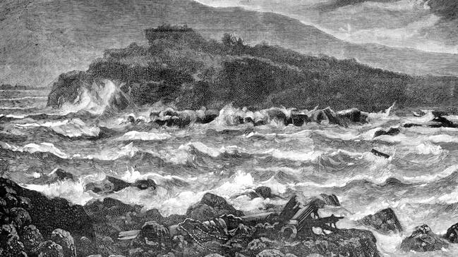 An 1890s sketch of the treacherous waters around King Island where ships met their doom on rocks. Picture: State Library of Victoria