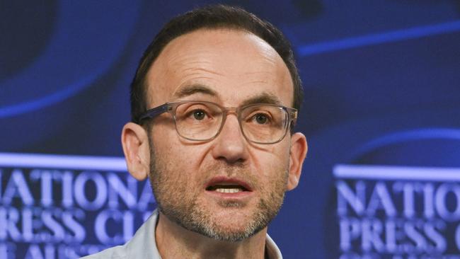 CANBERRA, Australia - NewsWire Photos - August 28, 2024: Adam Bandt, Australian Greens Leader addresses the National Press Club of Australia in Canberra on 