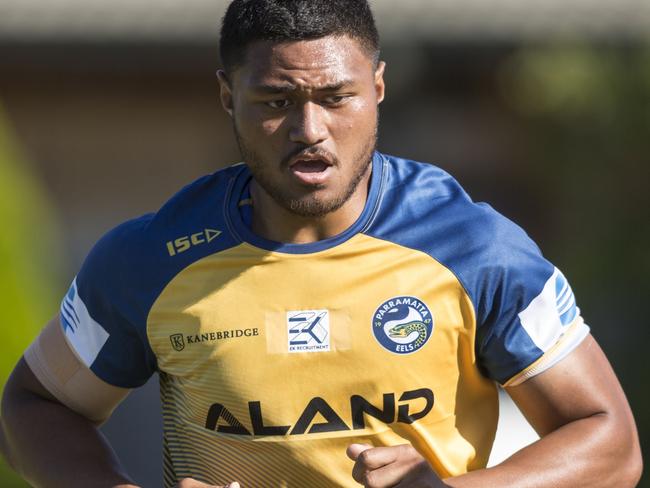 Parramatta Eels rookie forward Stefano Utoikamanu at training. Picture: Benjamin CuevasWarning: Not to be used before use in The Daily Telegraph's rookies spread