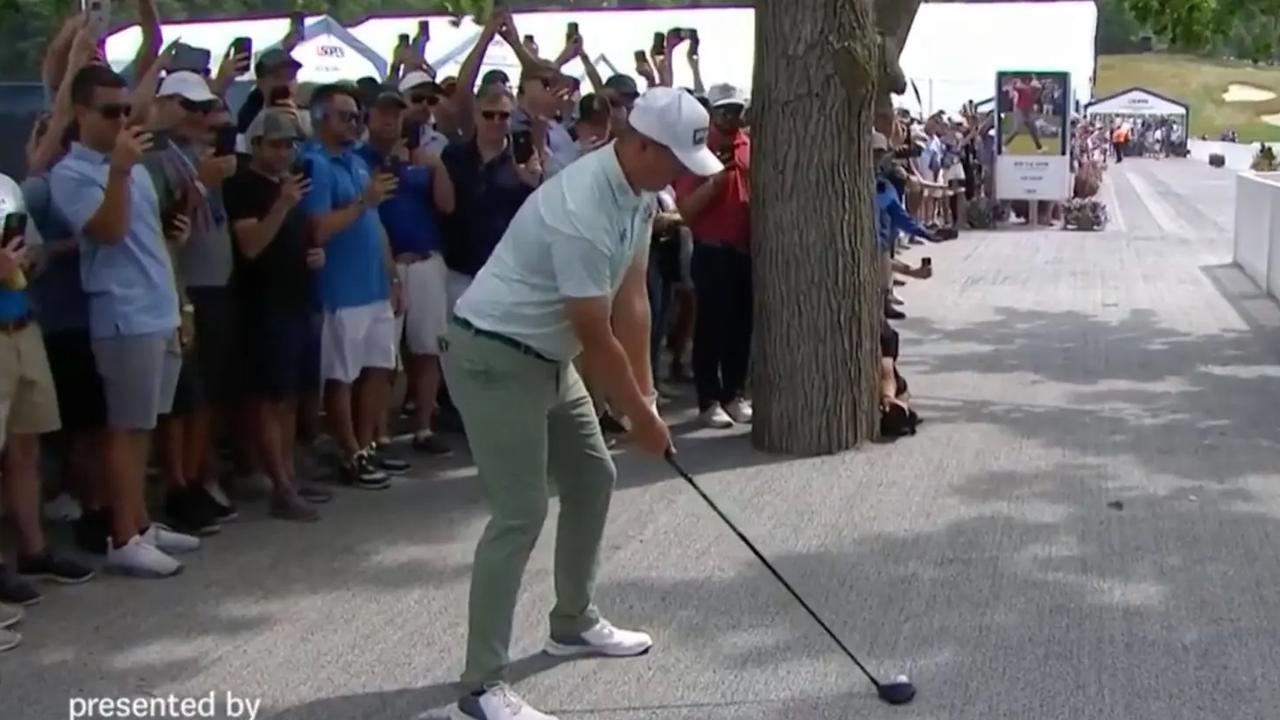 Happy Gilmore vibes as US Open star ‘plays it as it lies’ ... off the carpet