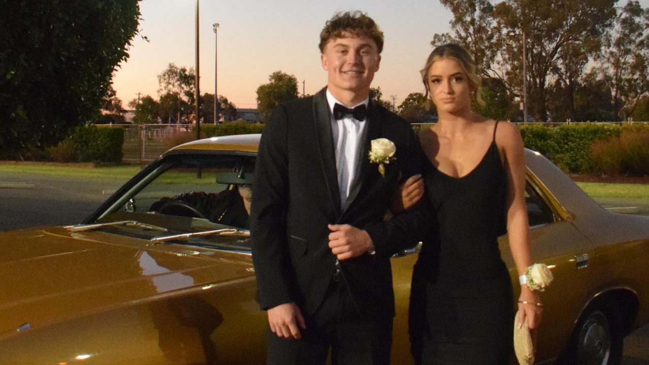 Joey Sankey and Claire Harth stunned on the red carpet at Our Lady of Southern Cross College's formal for 2023. Picture: Emily Devon